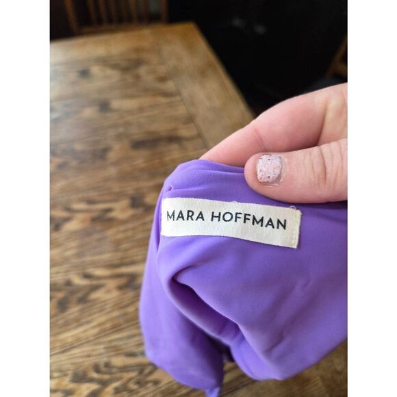 Mara Hoffman Maven Tie Front One Piece Swimsuit in Amnesia Purple - Picture 3 of 5